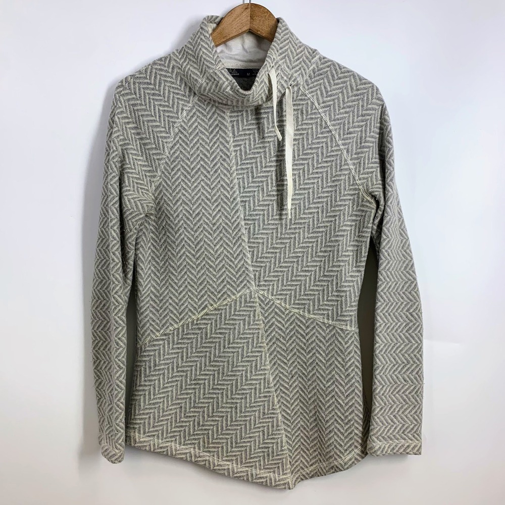 Prana Women's Mattea Chevron Knit‎ Cowl Neck Long Sleeve Casual Pullover Top M